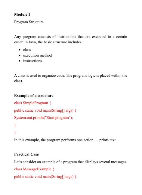 Introduction to Java Programming course description 'Basic Java'
