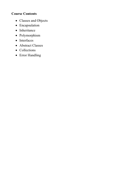 Introduction to Java Programming course description 'Core Java'